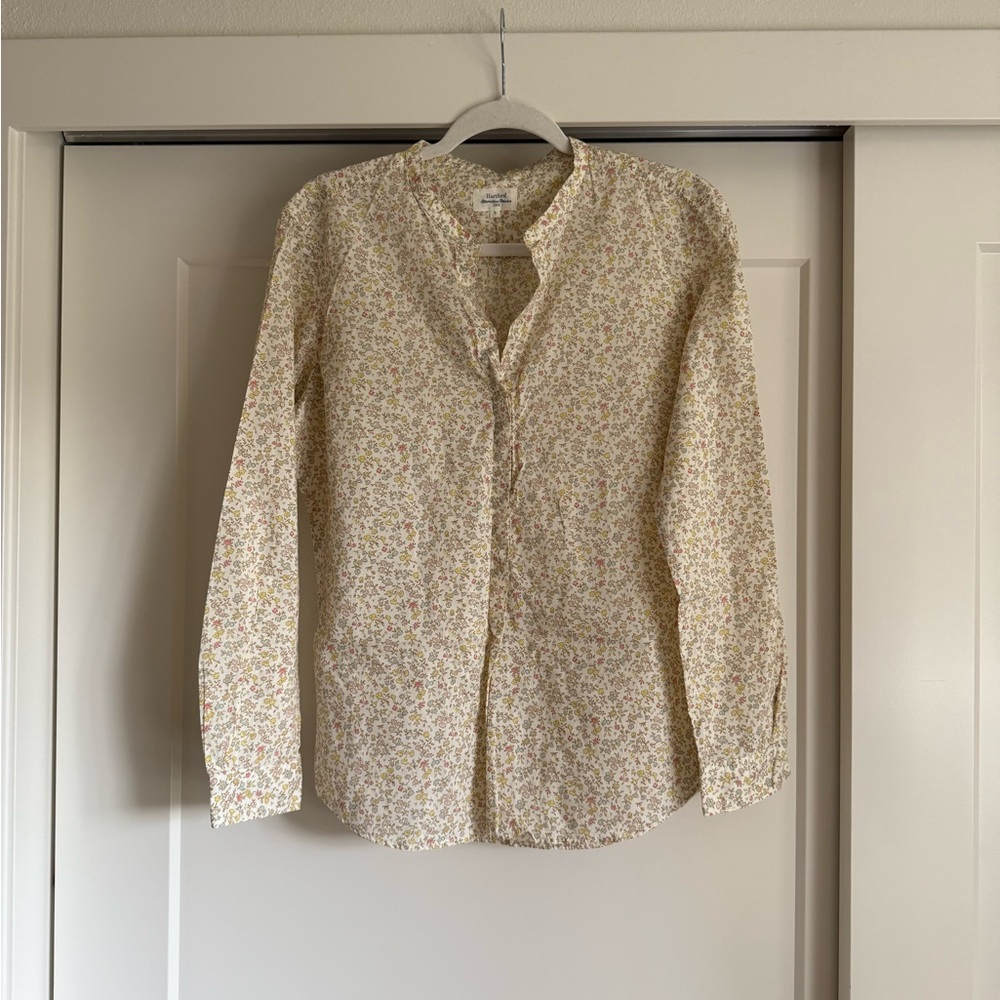 Hartford Cream and Yellow floral Casual Button Down cotton Shirt 4